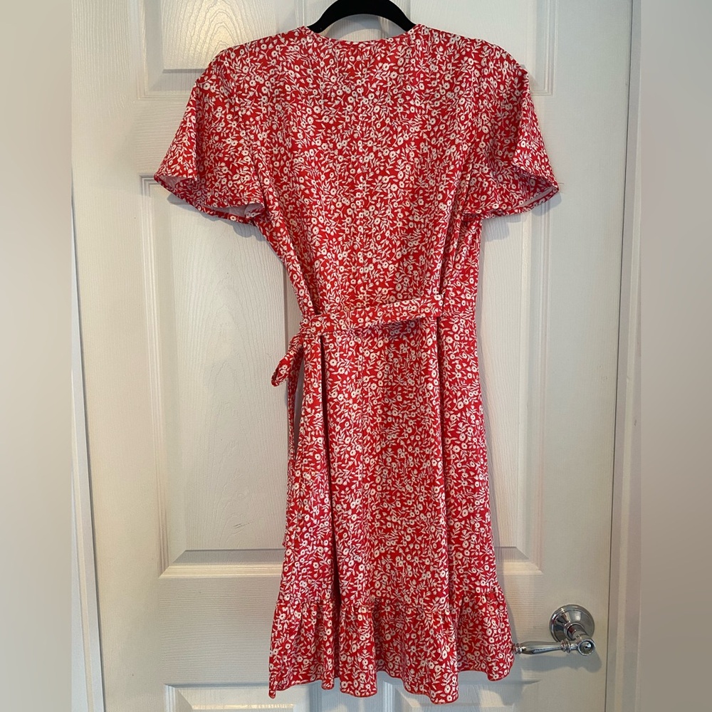 Naggoo Red Ditsy Floral Wrap Ruffle sundress size small - Picture 6 of 14